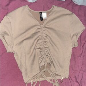 H&M Beige Ruched Crop Top